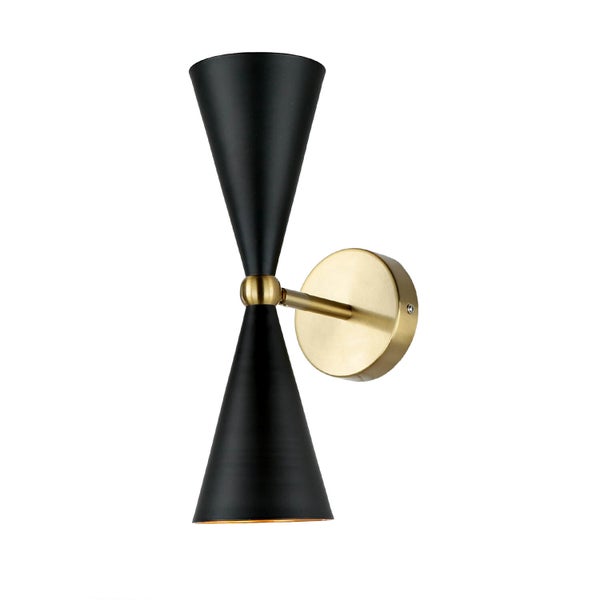 Wandleuchte mit zwei konischen Lampenschirmen