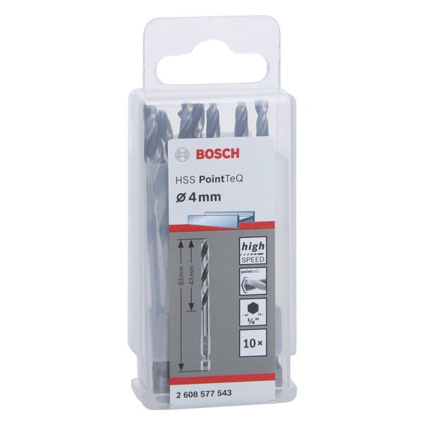 Bosch HSS PointTeQ Metallbohrer Set, Durchmesser 4 mm