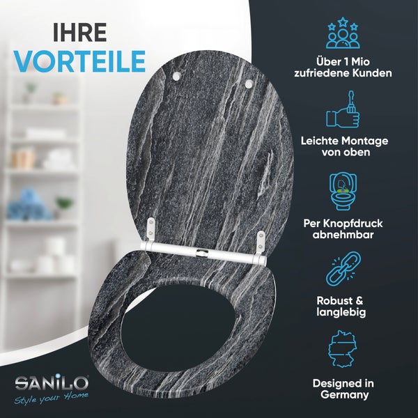 WC-Sitz mit Absenkautomatik & Top Fix Schiefer