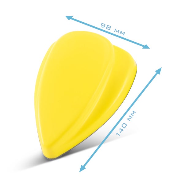 Gelbe Knieschoner mit den Maßen 98 mm und 140 mm