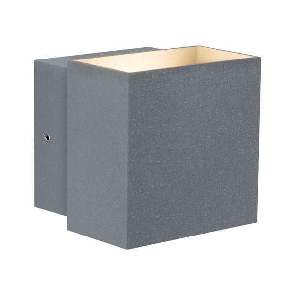 LED Wandleuchte Cybo IP65 eckig 100x100mm 2700K 2x3,5W 355lm / 355lm 230V 85° Grau Aluminium