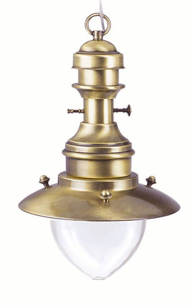 Hängelampe mit Lampenschirm und transparentem Glaskörper