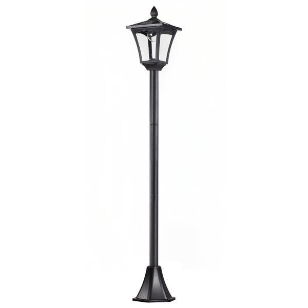 Outsunny Solar Gartenlaterne, Wegleuchte mit LED 40 Lumen, 18 x 18 x 160cm, Edelstahl, Kunststoff, Schwarz