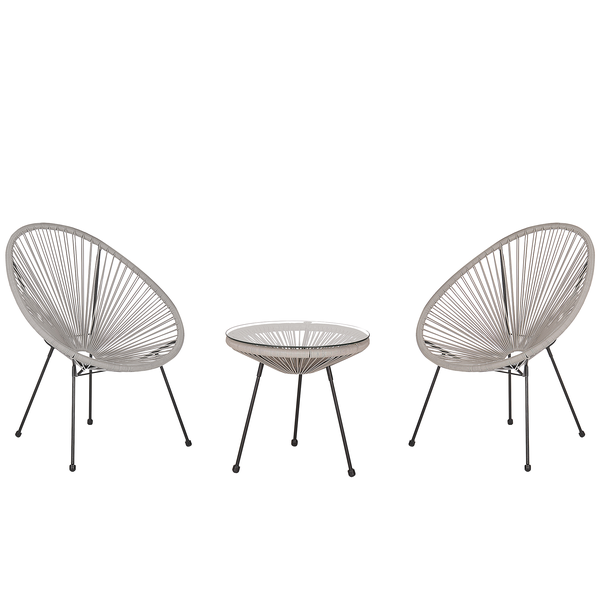 Bistro Set ACAPULCO II Polyrattan Hellgrau