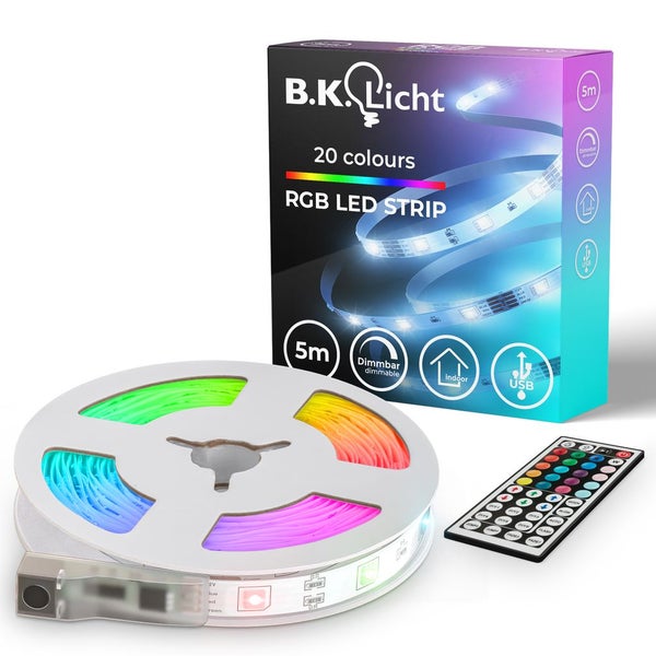 LED Streifen 5 m - dimmbar, Fernbedienung, USB, Farbwechsel, RGB