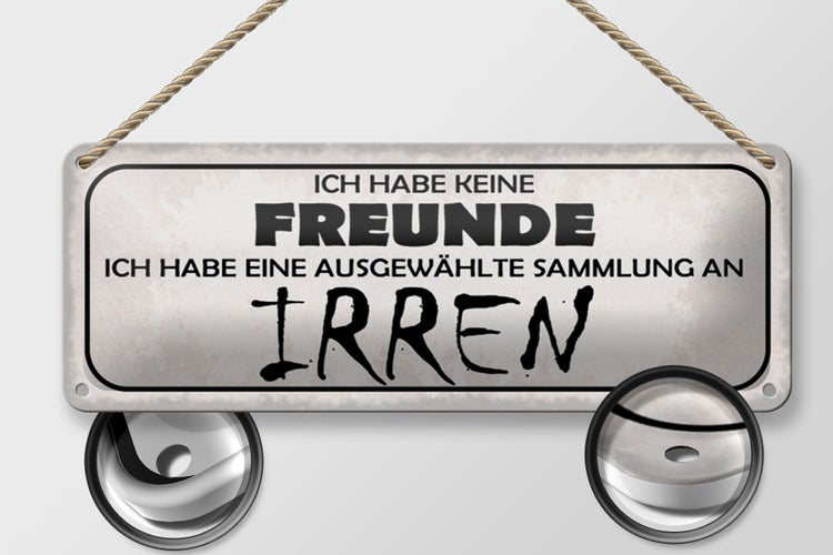 Blechschild Spruch 27x10cm keine Freunde Sammlung an Irren Dekoration