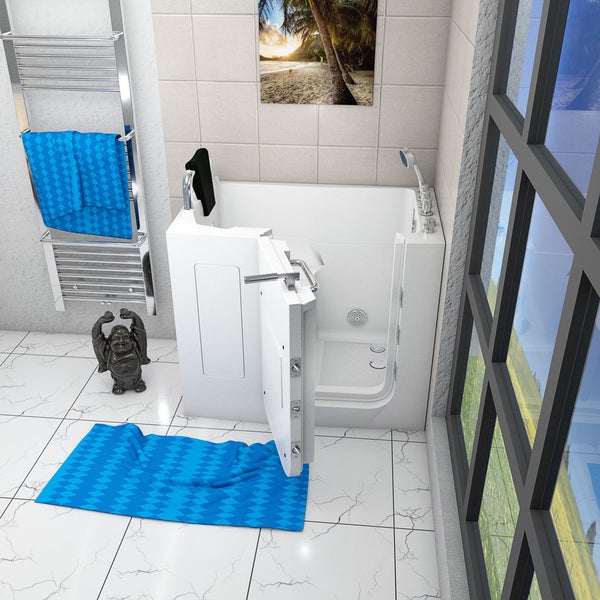 Sitzwanne Whirlpool Badewanne Tür S08WP-TH-C-L 110x68cm