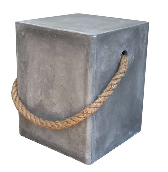 Beton Hocker eckig mit Tau betongrau