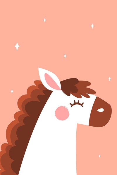 Illustration eines weißen Pferdes mit brauner Mähne