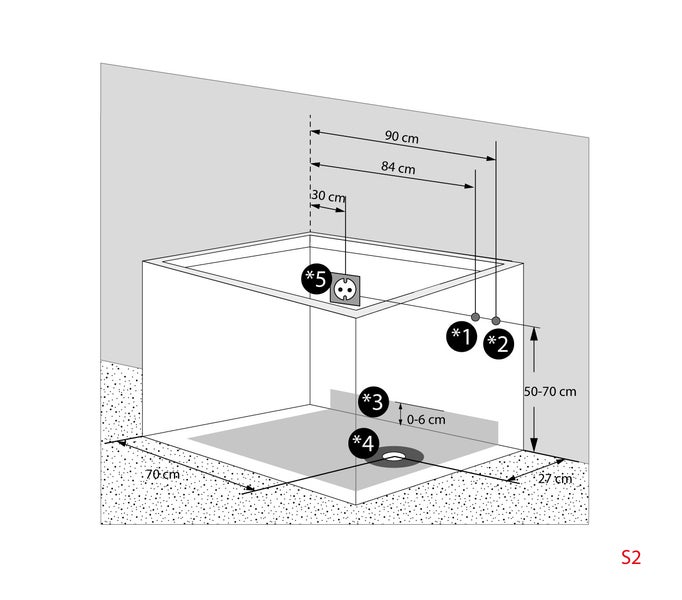 Seniorendusche Wanne Whirlpool S08D-WP-TH-B-L 110x68x205cm