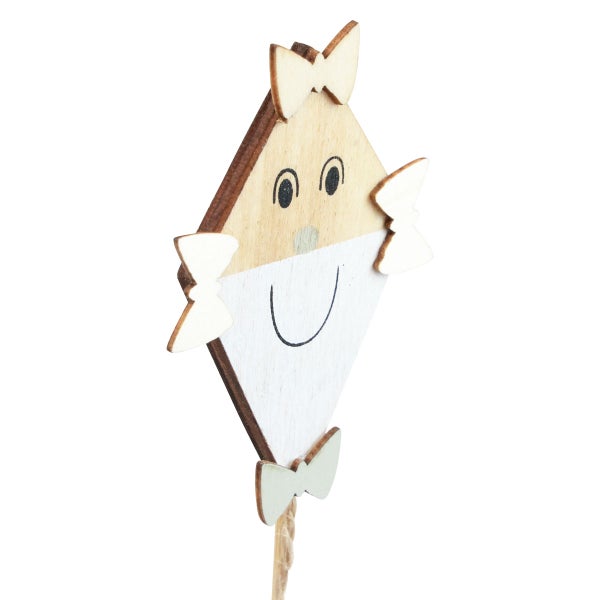 Dekorative Holzfigur mit Schleifen und Gesicht