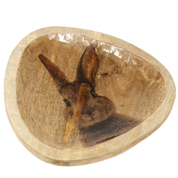 Holzschale mit Hasenmotiv