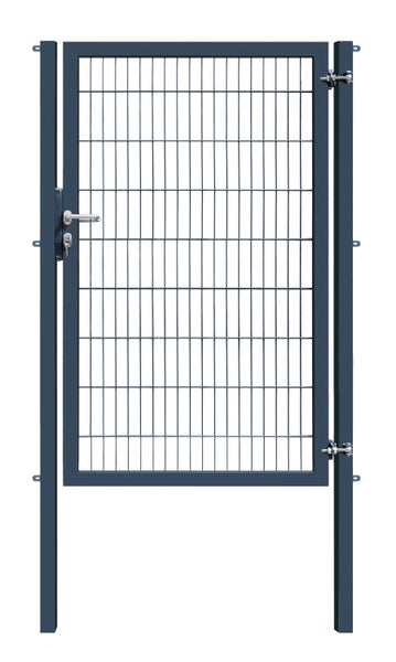 Ein Gartentor aus Metall mit Schloss und Schlüssel