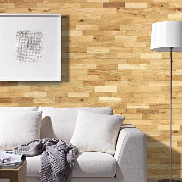 wodewa Wandverkleidung Holz 3D Optik Eiche Rustikal, geölt 1m² Wandpaneele Moderne Wanddekoration Holzverkleidung Holzwand Wohnzimmer Küche Schlafzimmer