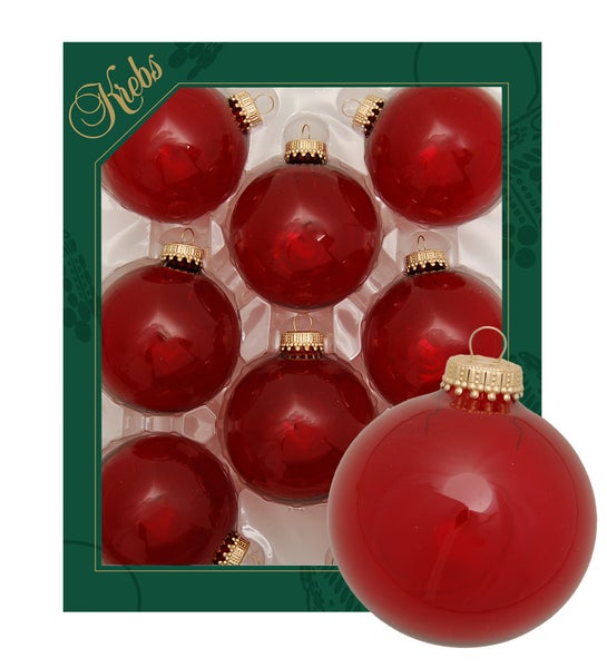 Weihnachtsrot transparent 7cm Kugeln uni, 8 Stck., Weihnachtsbaumkugeln, Christbaumschmuck, Weihnachtsbaumanhänger