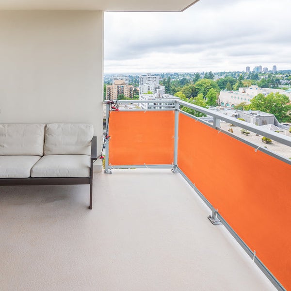 FLOORDIREKT Balkonsichtschutz - Einfarbig - Orange - Witterungsbeständig - 90 x 500 cm