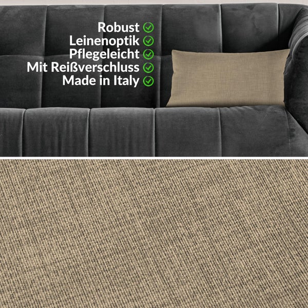 Kissenhülle Beigegrau 30x50cm mit Füllung Leinenoptik