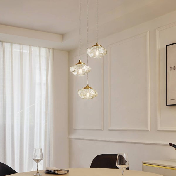 Lindby Pendelleuchte Piatra (Modern) in Creme aus Glas (3 flammig, G9) - Hängelampe Esstischlampe Hängeleuchte Wohnzimmerleuchte