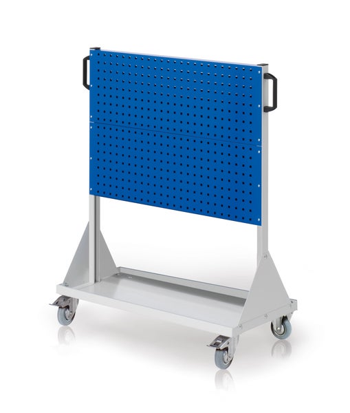 Mobile Werkbank mit Lochwand und Rollen