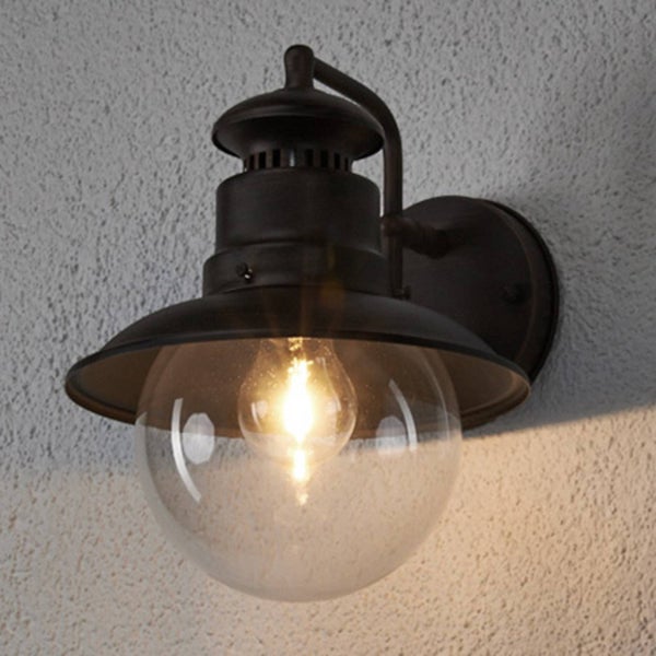 Lindby Wandleuchte außen Eddie (spritzwassergeschützt (Landhaus, Vintage Rustikal) in Braun (1 flammig E27) - Außenwandleuchten Wandlampe Led Außenlampe Outdoor für Außenwand/Hauswand
