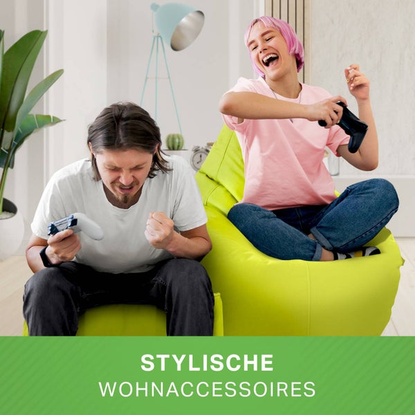 Green Bean 2er Set Sitzsack + Hocker - fertig befüllt - robust waschbar schmutzabweisend - Kinder & Erwachsene Bean Bag Bodenkissen Lounge Sitzhocker Relax-Sessel Gamer Gamingstuhl Pouf - Apfelgrün