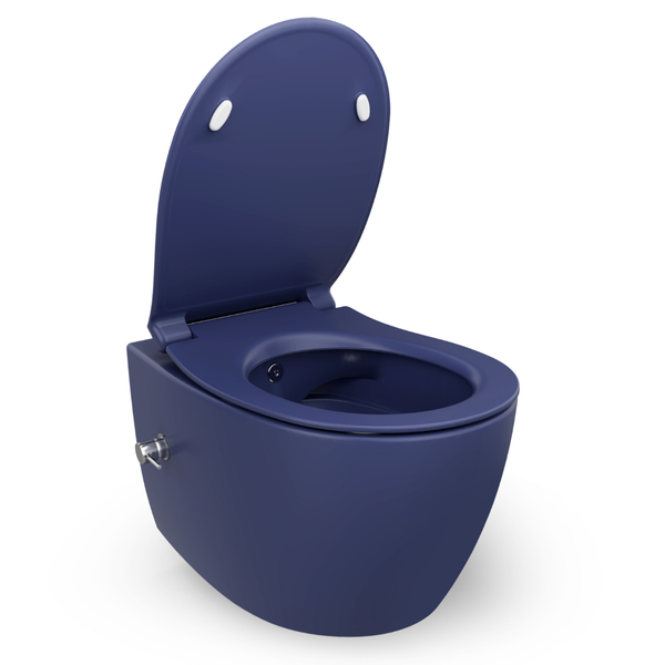 Isvea WC Toilet Badezimmer Wand-WC mit Dusch-WC Blau mit Softclose-Sitz