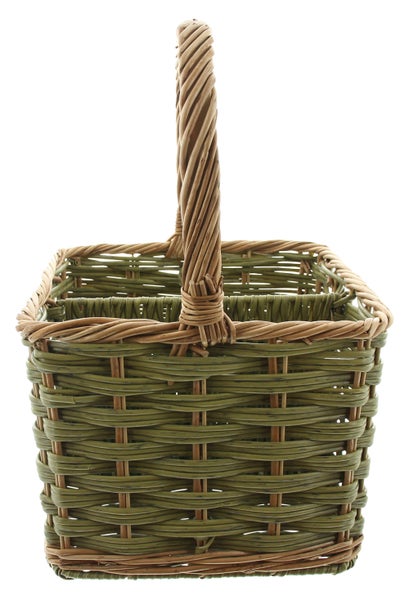 FRANK FLECHTWAREN | Flaschenkorb Washed Green, für 4 Flaschen, WEIDE, 25 x 25 x 21 cm, GH 40 cm, ohne Inhalt