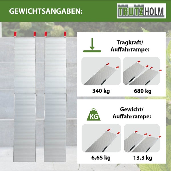 TRUTZHOLM 2 x Alu Auffahrrampen klappbar 205 cm 680 kg grau rutschfest gerillt Rampen Verladerampen