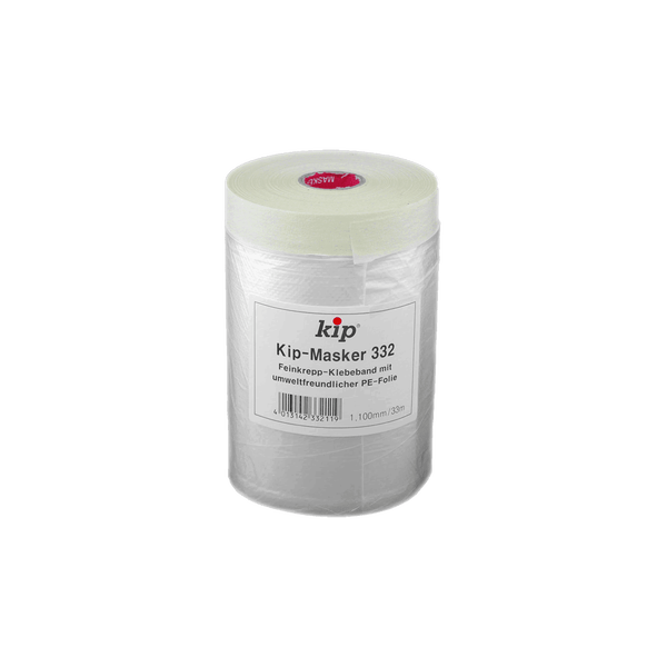 Kip Kip-Masker 332 Fein-Krepp-Klebeband mit umweltfreundlicher PE-Folie, 1100 Millimeter mal 33 Meter