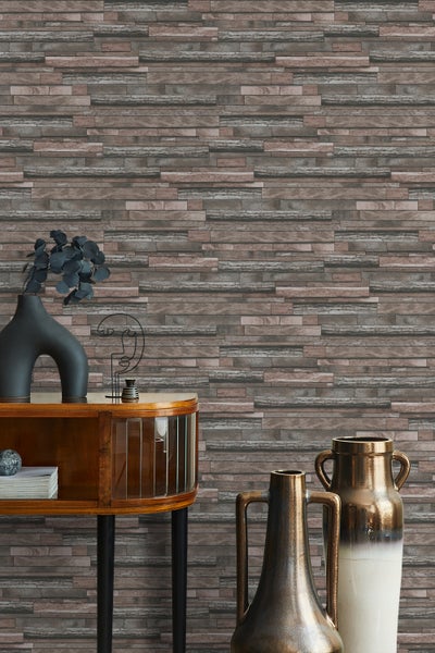 Tapete Braun Steinoptik Grafisch Modern Natur für Wohnzimmer Schlafzimmer Küche MADE IN GERMANY 10,05 x 0,53m
