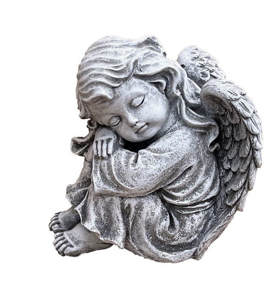 Gartenfigur schlafender Engel aus wetterfestem Stein