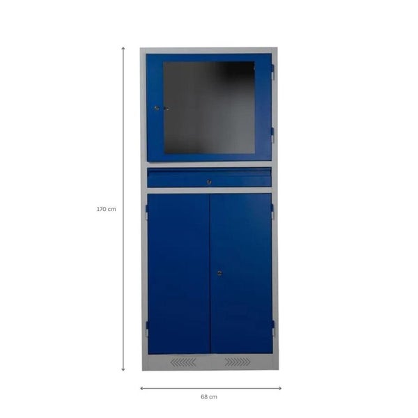 PROREGAL Industrie-PC-Schrank Bear HxBxT 170 x 68 x 60 cm Grau-Blau