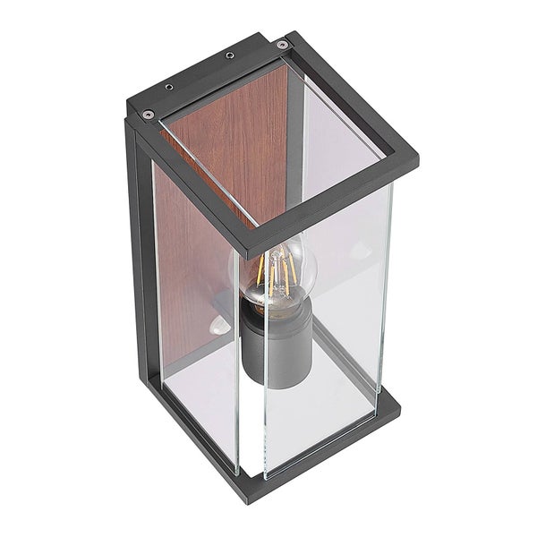 Lucande Wandleuchte außen Elwin mit Bewegungsmelder (spritzwassergeschützt (Modern) in Schwarz aus Aluminium (1 flammig, E27) - Wandlampe für Außenwand/Hauswand Haus Terrasse und Balkon