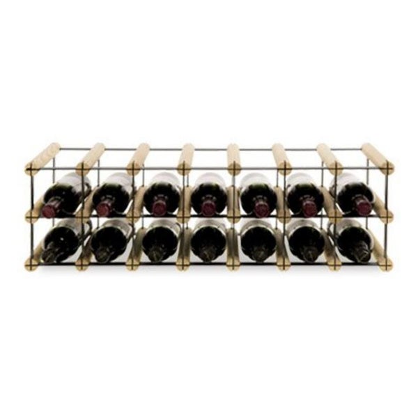 PROREGAL Modulares Weinregal Vinotega Mod Metal HxBxT 22,5 x 72,5 x 24,5 cm 7 x 2 Flaschen Massives Kiefernholz Natur