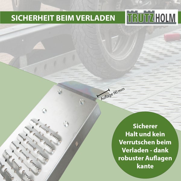 TRUTZHOLM 1 x Auffahrrampe klappbar 189cm Tragkraft 200 kg Stahl grau geriffelt Verladerampe Rampe