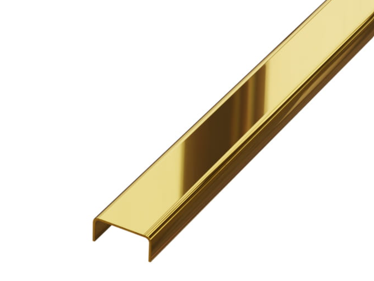 C-Profil aus geschliffenem Edelstahl 2440 mm x 20 mm x 9 mm -  poliertes Gold