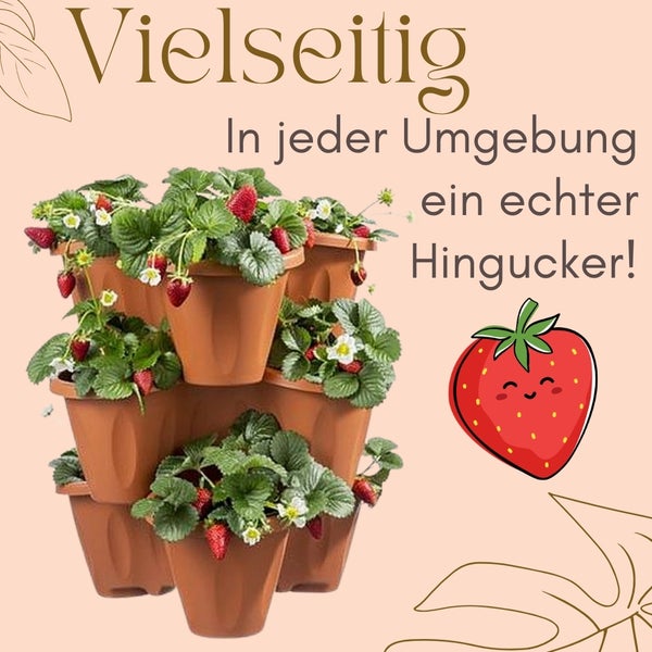 Erdbeeren in Pflanztürmen als Blickfang