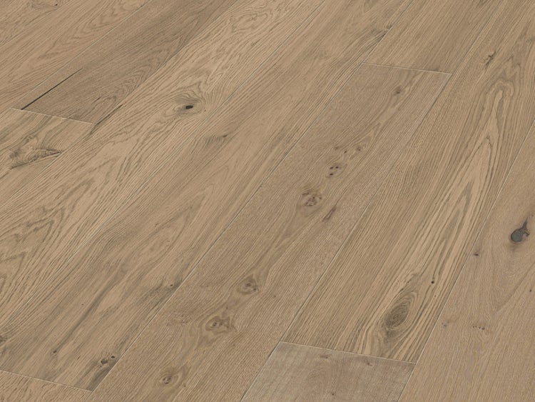 Parkett Landhausdiele aus Holz mit sichtbarer Maserung und Astlöchern.
