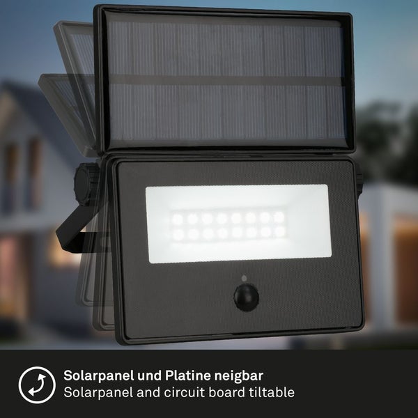 Solar LED outdoor wall light, black, incl. IR sens