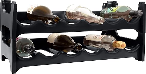 PROREGAL CURVA Weinregal 8x Ebenen für 48 FlaschenHxBxT 96x60x30cmSchwarz