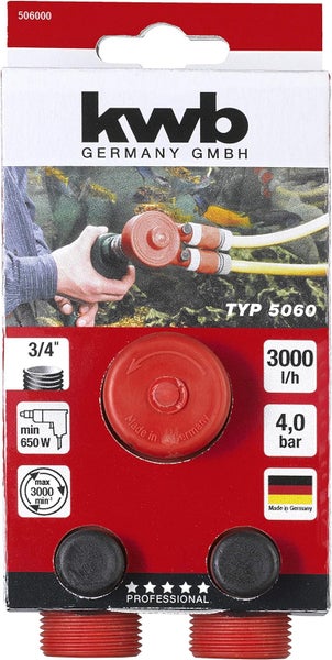 kwb Kombi-Pumpe P60 Bohrmaschinen-Pumpe 3000 l/h, selbstansaugend, Gewinde-Anschluss R 3/4'', f. Schlauch-Adapter 44593 und 44654 Zoll, Made in Germany