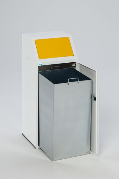 PROREGAL Robuster Wertstoffsammler Mit Fronttür Klemmring HxBxT 105 x 40 x 40,5 cm Verzinkter Stahl Gelb