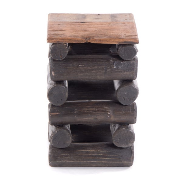 Hocker BLOCK 38 Teak Recyclingholz massiv 04 schwarz-natur