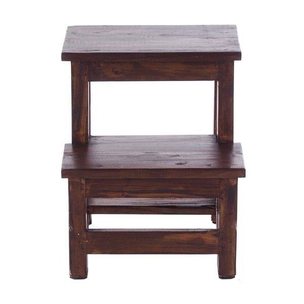 Trittleiter STEP Recyclingholz zweistufig  03 dunkelbraun