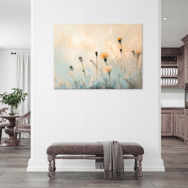 Leinwandbild Blumen Wiese Beige Modern Bilder 120x80 cm