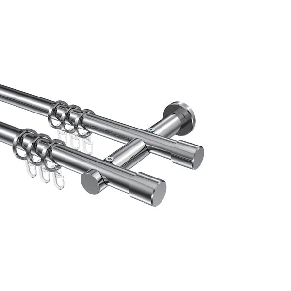 Doppelte Gardinenstange mit Ringen und Halterungen