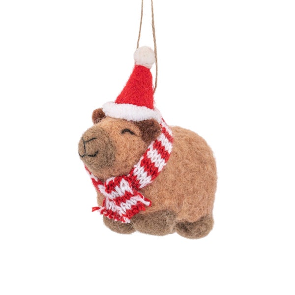 Capybara Weihnachtsbaumschmuck mit Mütze und Schal