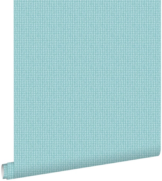 ESTAhome Tapete Stickmuster Türkis - 53 cm x 10.05 m - 138131