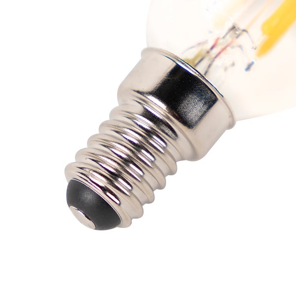 Nahaufnahme eines E14-Leuchtmittelsockels aus Metall.