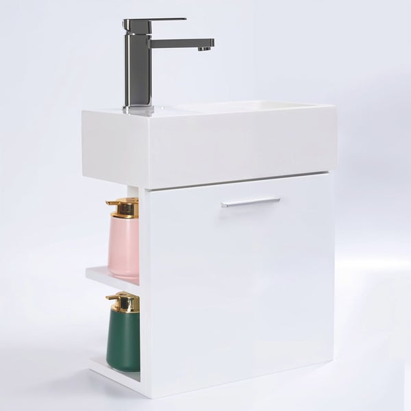 Gäste-WC Badmöbel Waschbecken mit Unterschrank und Ablagefächer Handwaschbecken